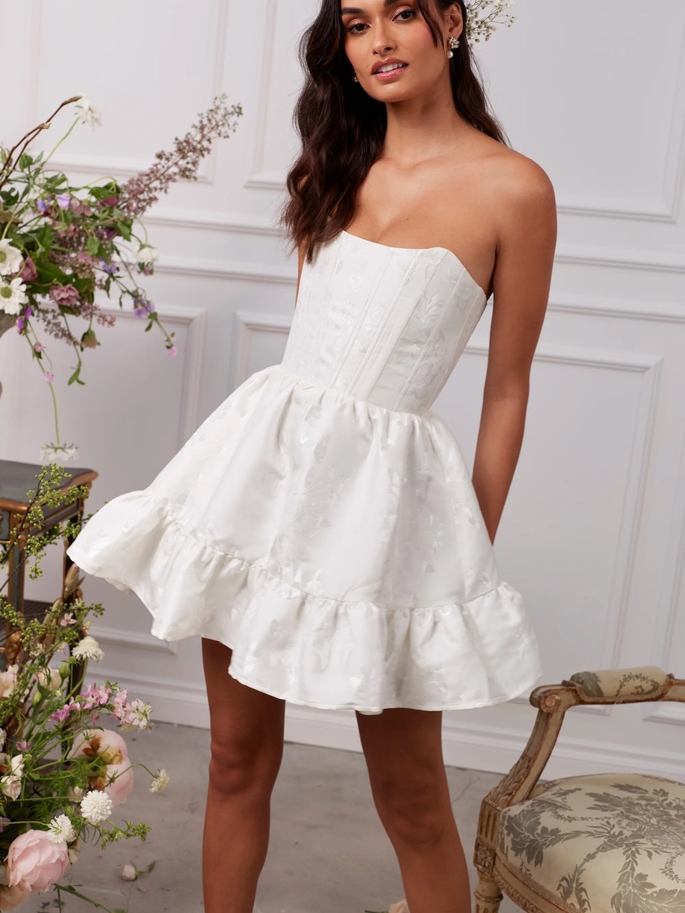 V. Chapman Strapless White Mini Dress